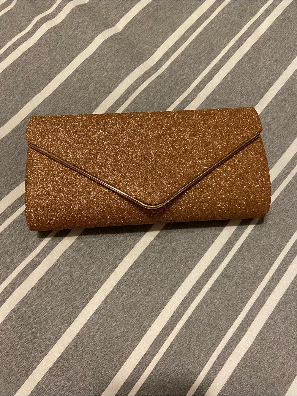 Source Unknown Bronze Glitter Envelope Clutch